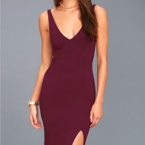 Lulus Iconic Moment Plum Purple Bodycon Midi Dress